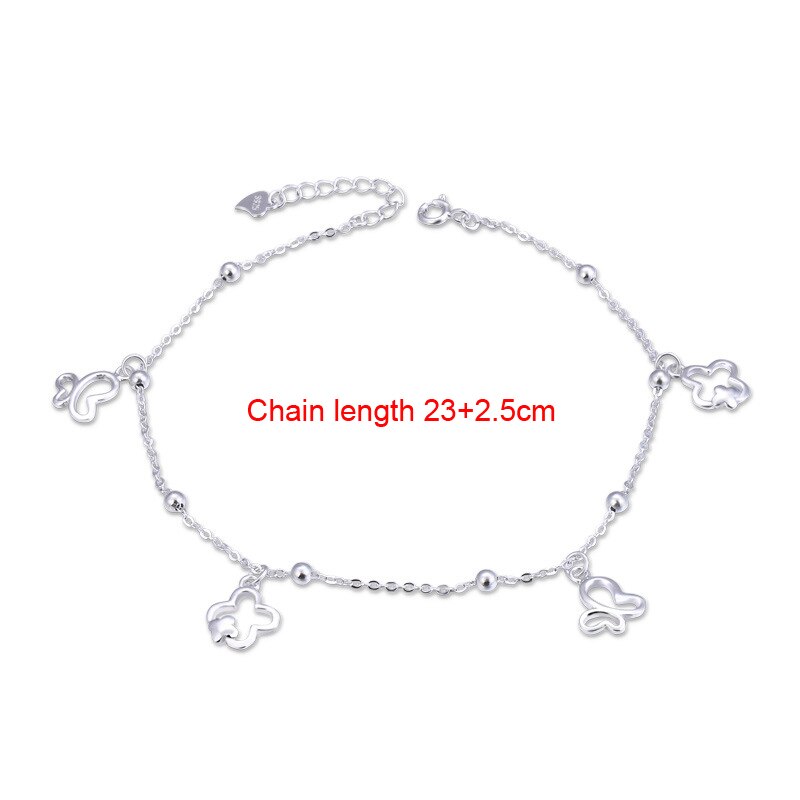 925 sterling sølv gennembrudt sommerfugl ankelkæde smykker  s925 ankel armbånd justerbar længde
