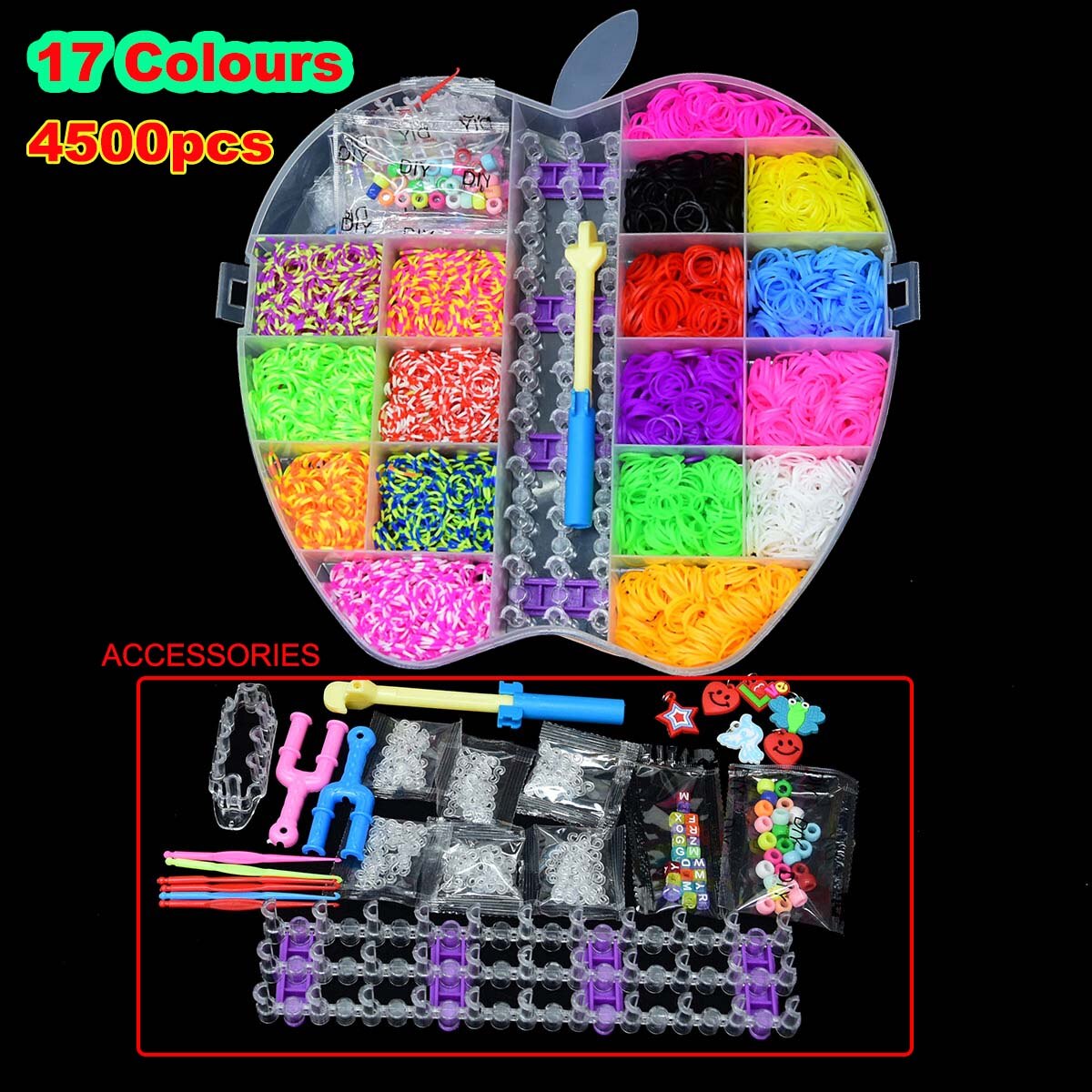 10000pcs Loom Rubber Bands Kits Beads Toys Set Hand Knitting Machine Handmade DIY Rainbow Weave Color Bracelet Girl: 3