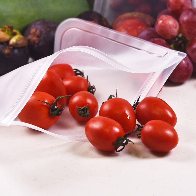 1-2 Pieces Food Storage Bag Silicone Leak Proof Container Reusable Zipper Lock Bag Transparent Household Zipper Storage Bag