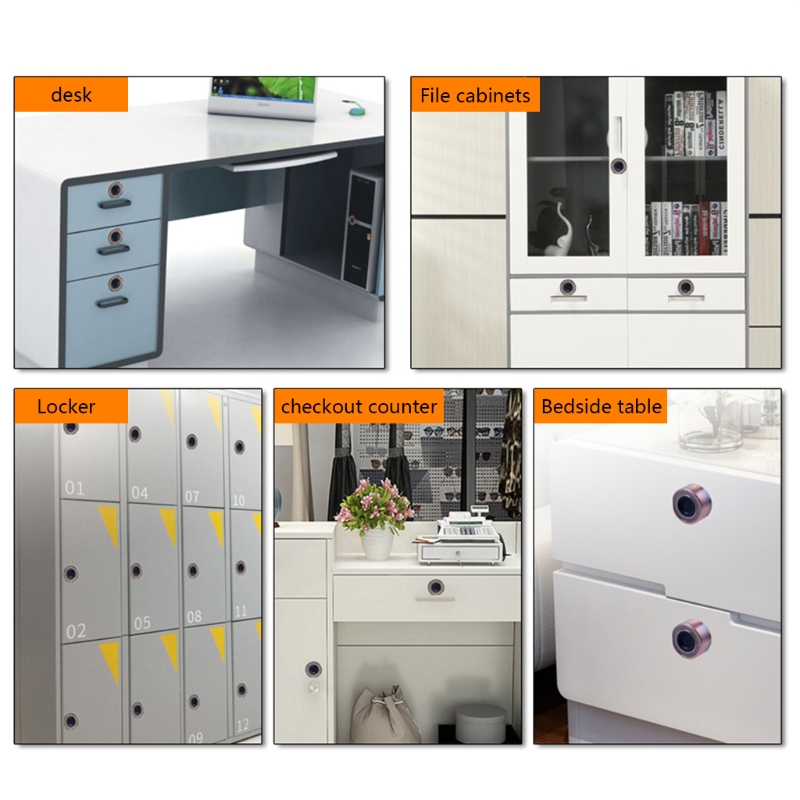 Safe Fingerprint Door Lock Hole Free Installation for Mailboxes School Lockers Shoe Cabinet Bookcase File Cabinet