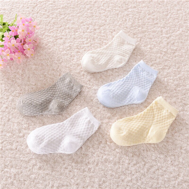 Calcetines cortos de algodón con volantes para niños y niñas, calcetín de verano, color caramelo, de 0 a 2 años, 10 unidades = 5 par/lote