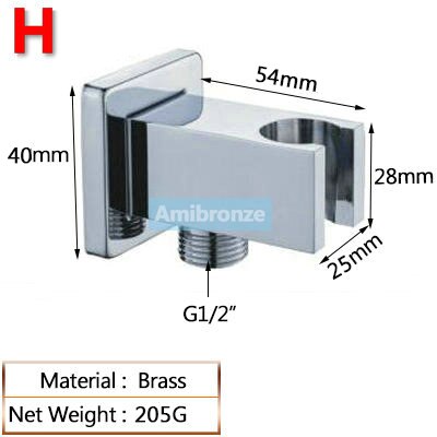Hand Shower Hook Chromed Polish Shower Seat Solid Brass G1/2" With Shower Hose Connector Shower Mounting Brackets: H  with connector
