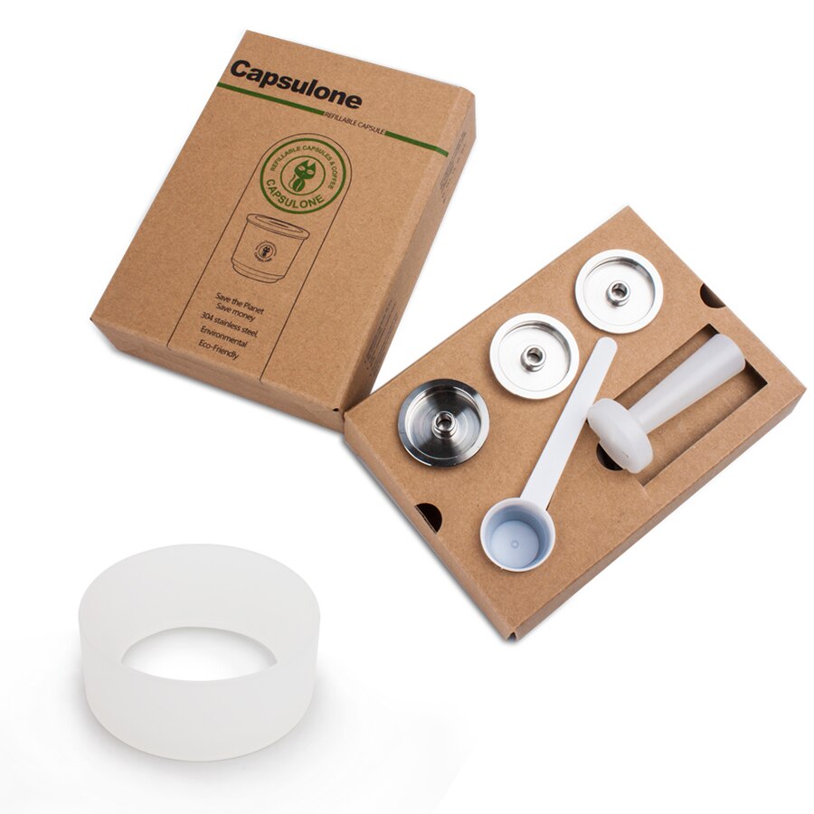Capsulone para cafetera illy, cápsula reutilizable recargable de Metal de acero inoxidable, apta para máquina de café illy: 3pod 1tamper 1ring