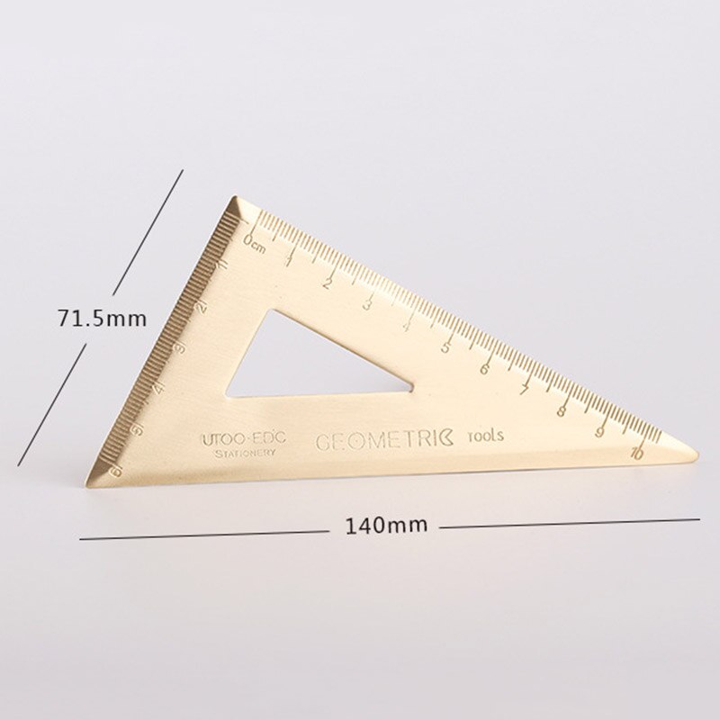 Mosiądz trójkąt linijka retro półkole kątomierz trójkąt płyta rysunek miedzi władca biuro szkolne narzędzia kreślarskie: Triangle Ruler
