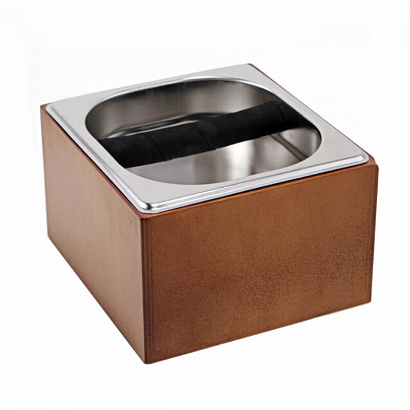 Coffee Knock Box Stainless Steel Wood Coffee Grounds Container Box Barista Coffee Residue Bucket Grind Waste Bin: Default Title