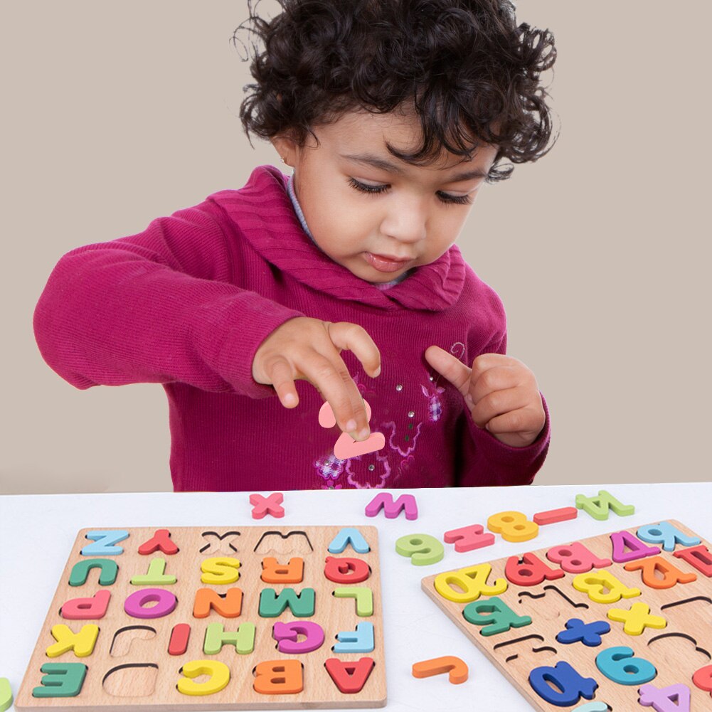 Educatief Alfabet Digitale Puzzel Houten Speelgoed Kinderen Aantal Brief Jigsaw Learning Toy Matching Puzzel Voor Kinderen