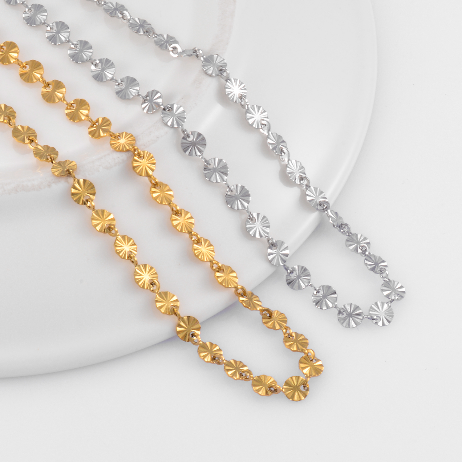 Stainless Steel Necklace Handmade Chain Round Gold Chain Ladies Jewelry