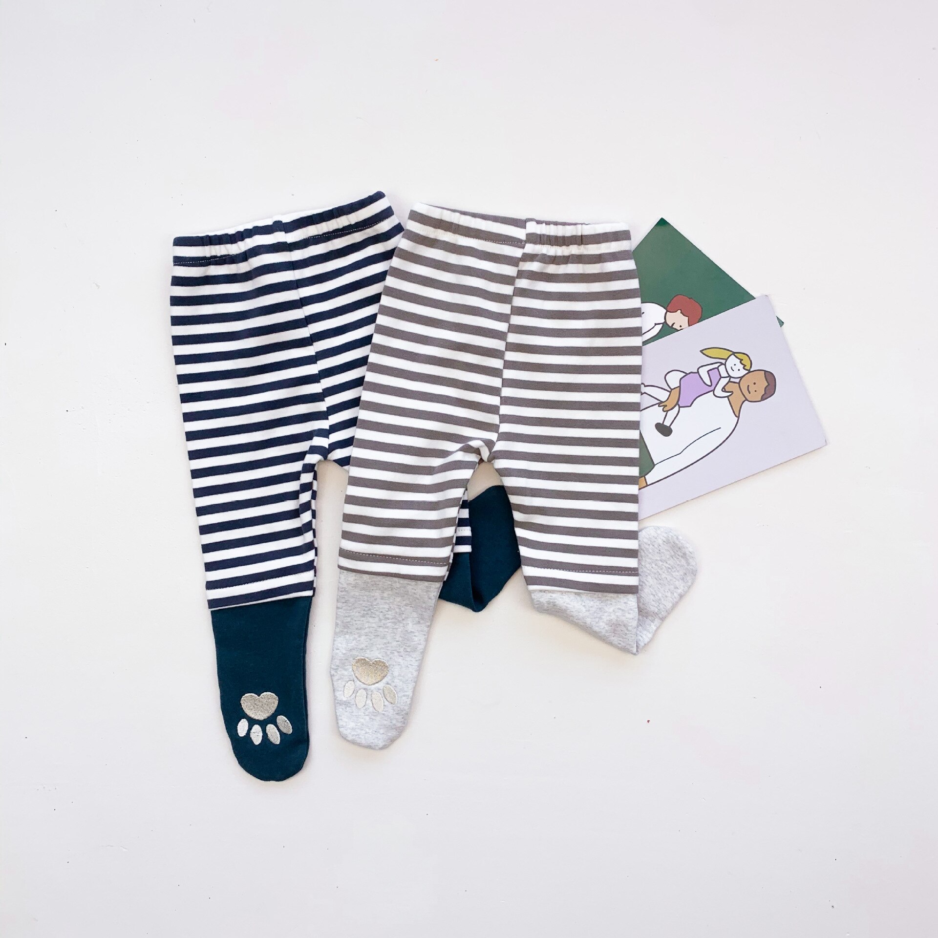 Leggings in cotone con cuciture nuove neonate autunnali