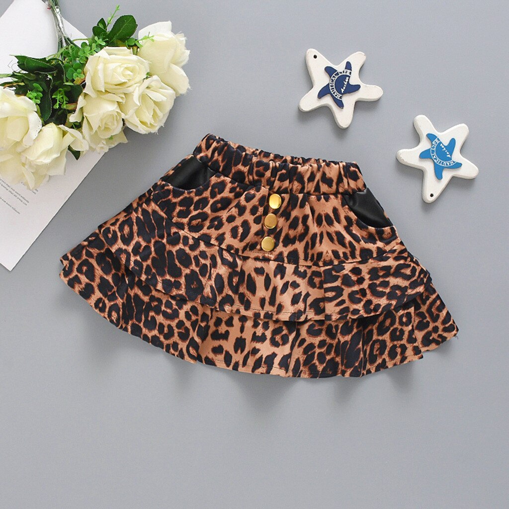 3M-3Y Baby Meisjes Rok Kinderen Kleding Ruche Luipaard Print Rok Kinderen S Rok Overrok Outfits Kleding Детская Юбка ##4