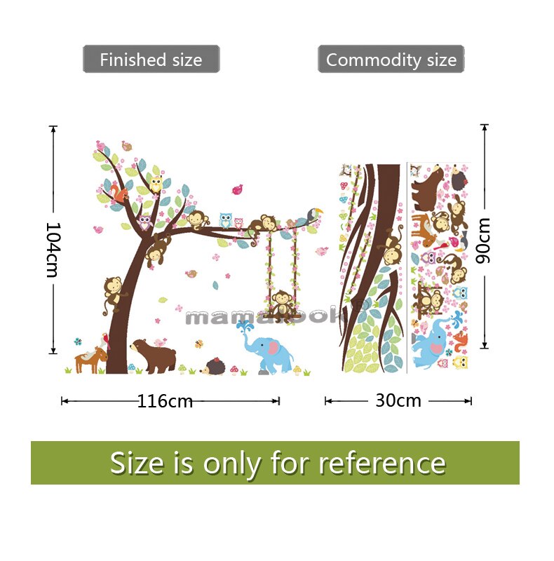 Bos Dieren Muursticker Aap Beer Boom Voor Kinderkamer Kinderen Muurtattoo Nursery Slaapkamer Decor Poster Muurschildering Stickers