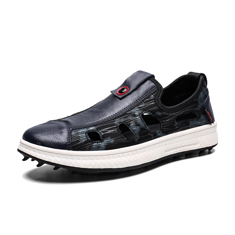 Spring Golf Shoes Leather Slip on Comfortable Golf Sports Men's Sneakers Male Lightweight Golf Sneakers: Blue / 43