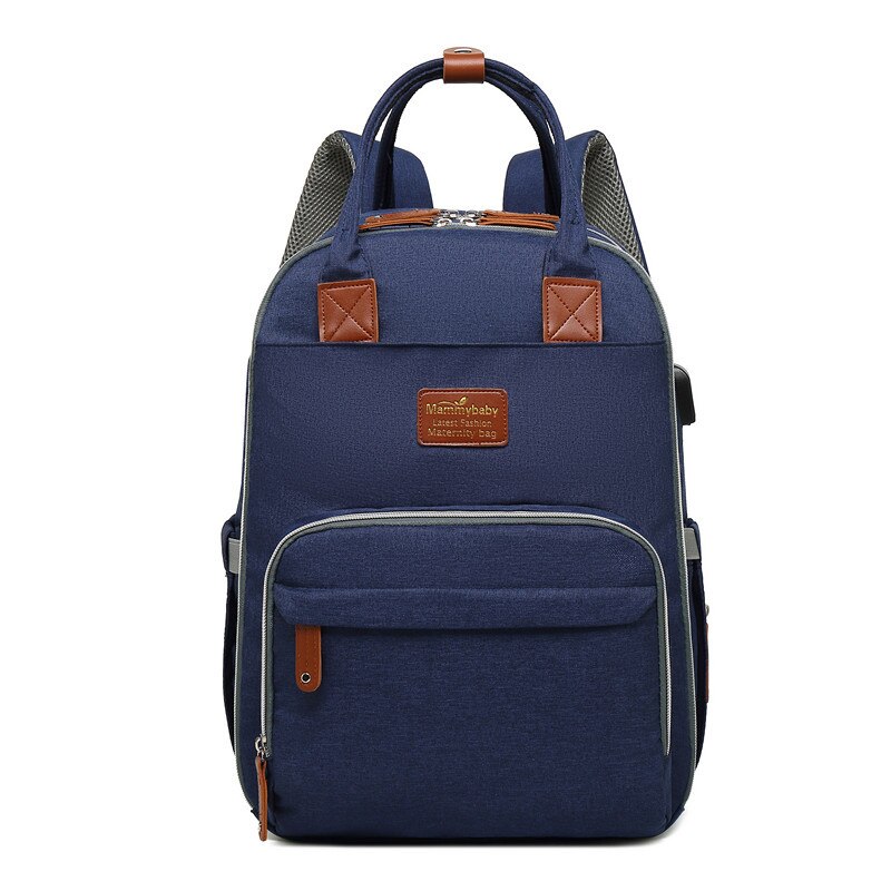 Stijl Luiertas Multifunctionele Grote Volume Mother 'S Tas Usb Oplaadbare Verpleging Rugzak: Shoulder Blue