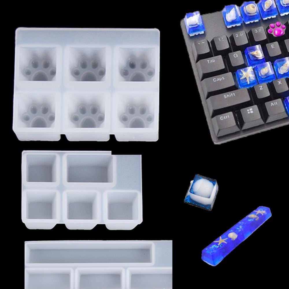 Mechanical Gaming Pet Paw Shap Key Cap Mold Computer Gamer Keycaps Crystal Silicone Molds UV Epoxy Resin Handmade Making Tools