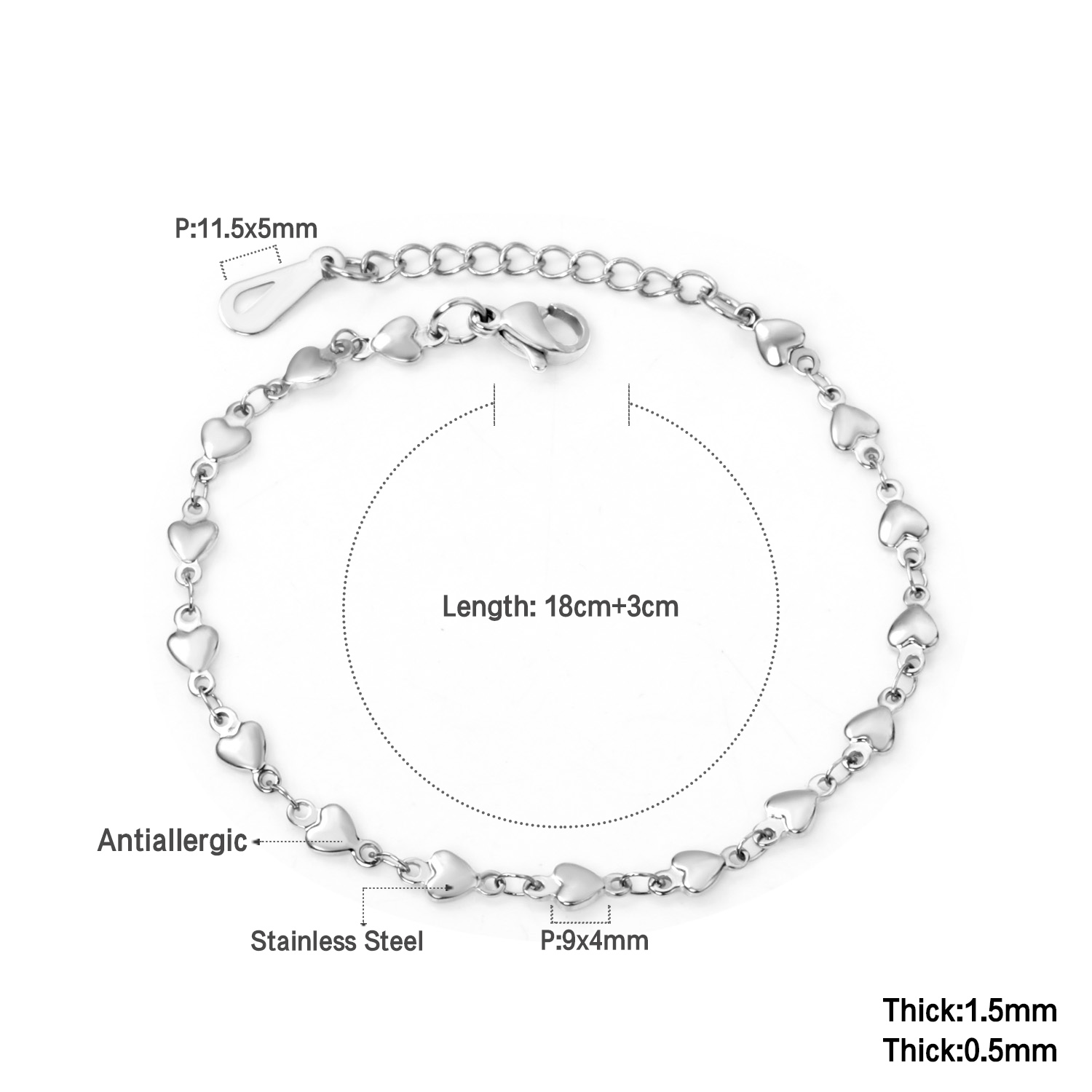 LUXUSTEEL hartvormige armband hart zelfs hart mode-sieraden roestvrij staal liefde gouden kleur verlengketting