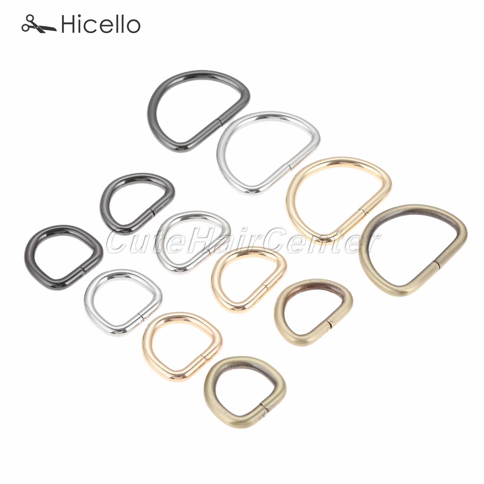 10pcs D Ring Metal Buckle Dee Clasp 20mm 25mm 38mm Gold Silver Black Bronze DIY Belt Strap Chain Luggage Leather Bag Hicello
