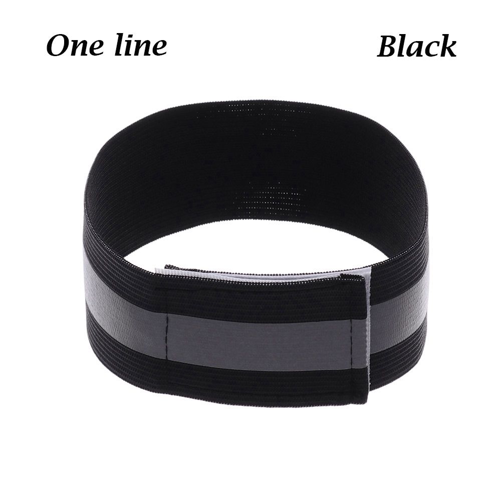 1PC Reflektierende Band Elastische Armbinde Armbinde Hand Knöchel Bein Warnung binden Gurt Nacht Sicherheit Alarm Band für Sport Radfahren: Schwarz-eins Linie