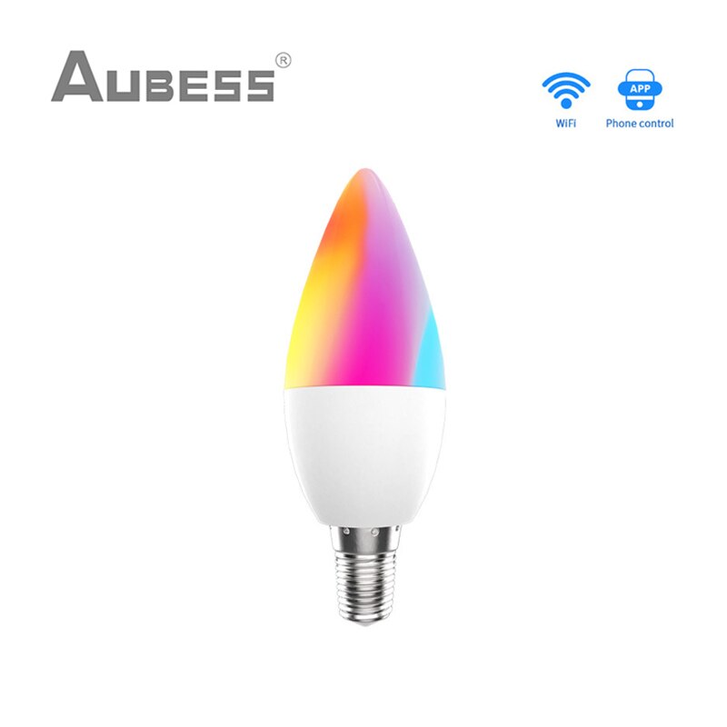 Tuya wifi smart led pære  e14 rgb cw dæmpbar led lampe fjernbetjening kompatibel med smart life stemmestyring alexa google home: 1 stk