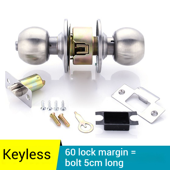 Zexef runde dørhåndtag i rustfrit stål med rotationslås, metal dørhåndtag med nøgle til soveværelser, stuer, badeværelser: M / Bronze