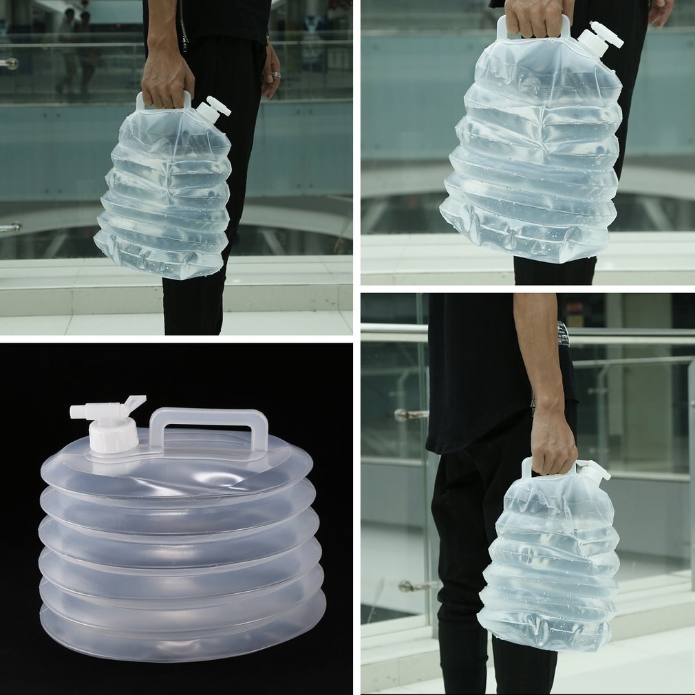 Duurzame, ruimtebesparende, draagbare, opvouwbare drinkwateremmer 10l -plastic, intrekbare, transparante opvouwbare emmer voor buiten