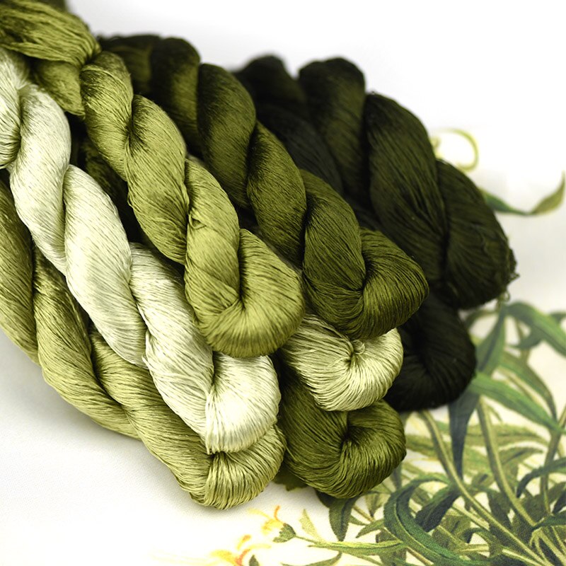 silk embroidery thread / 100% silk thread /hand embroidery embroider cross stitch/artichoke green/8 pure colors