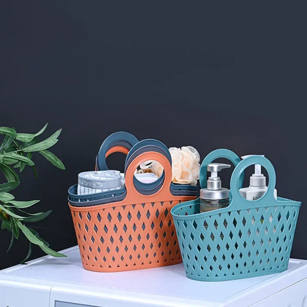 Cesta de banho vazada portátil, suprimentos para lavagem de banheiro, cesta de armazenamento, tipo bolsa de mão, organizador de drenagem de lavanderia, banheiro