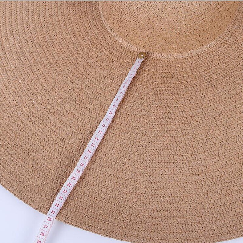 2022 Grote Zomer Hoeden 25Cm Rand Papier Stro Hoeden Cool Mooi Mooie Grote Strand Hoeden Heldere Kleuren Roll Zon hoeden Voor Vrouwen