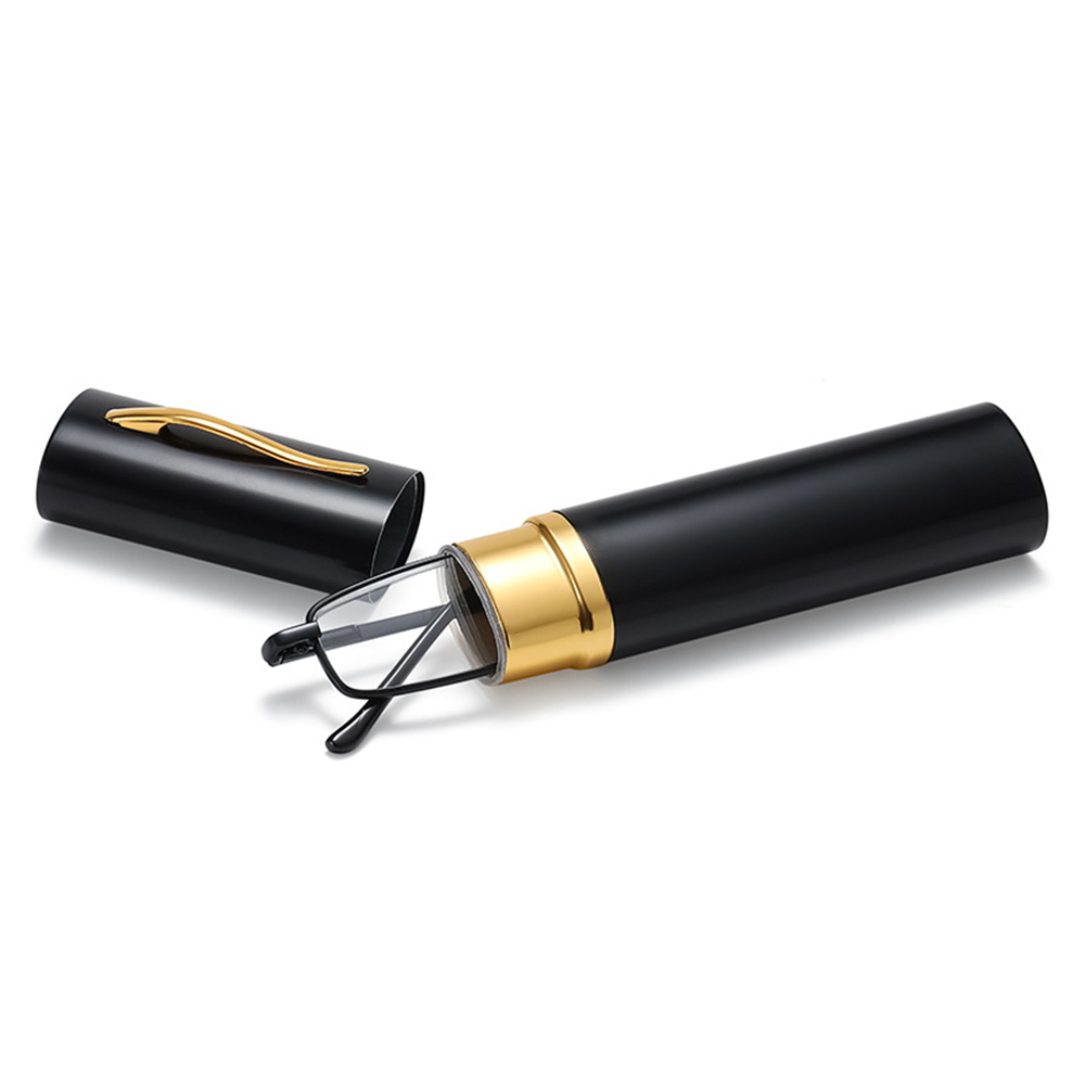Sterkte + 1.0 ~ + 4.0 Anti-Blauw Licht Lichtgewicht Slank Met Pen Clip Buis Etui Lezers Voor Mannen Vrouwen Leesbril: Black / +200