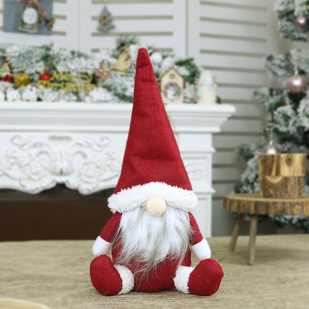 Glædelig jul lang hat svensk nisse nisse plys dukke ornamenter håndlavet elver legetøj fest jul til børn