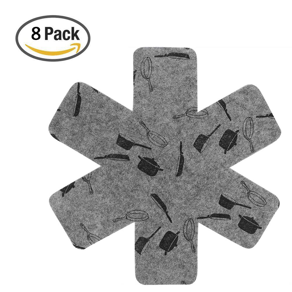 3Pcs/6Pcs/8Pcs Pot Pan Non-slip Scratch-proof Mat Protector Pads Divider Table Separator Set Kitchen Cookware Tools 30E: 8PCS A