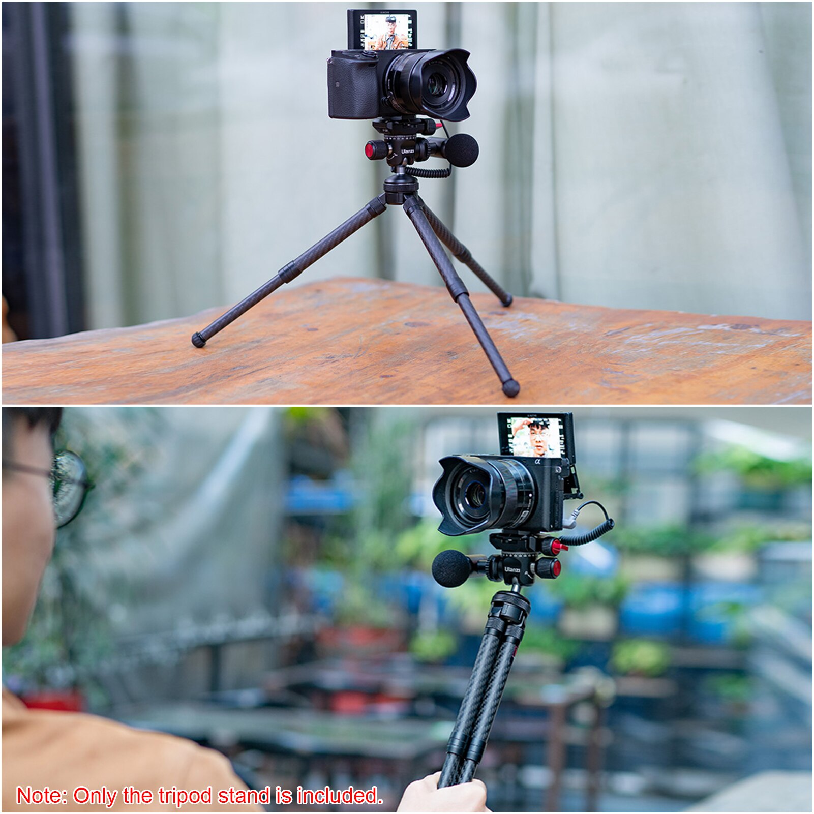 Ulanzi MT-28 Uitschuifbare Carbon Fibe Statief Stand 2-Hoogte 2-Hoek Verstelbare 2Kg Laadvermogen Tafel Statief Voor dslr Slr Telefoon Houder