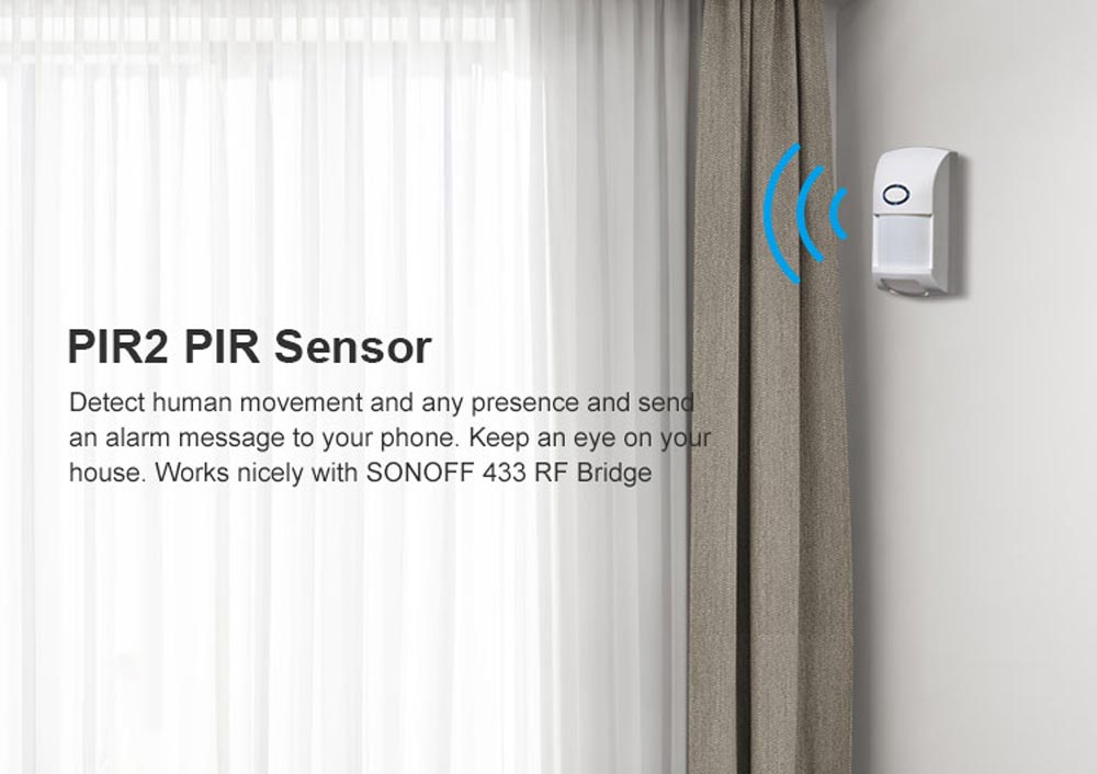 PIR2 Motion Sensor With Battery Wireless PIR Alarm Motion Sensor Detector 433Mh RF Work With SONOFF RF BridgeR2