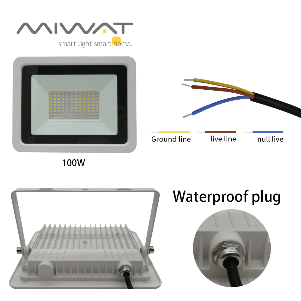 10W 20W 30W 50W 100W LED Floodlight White Reflector LED Flood Light AC 220V IP68 LED Spotlight Wall Outdoor landscape Lighting