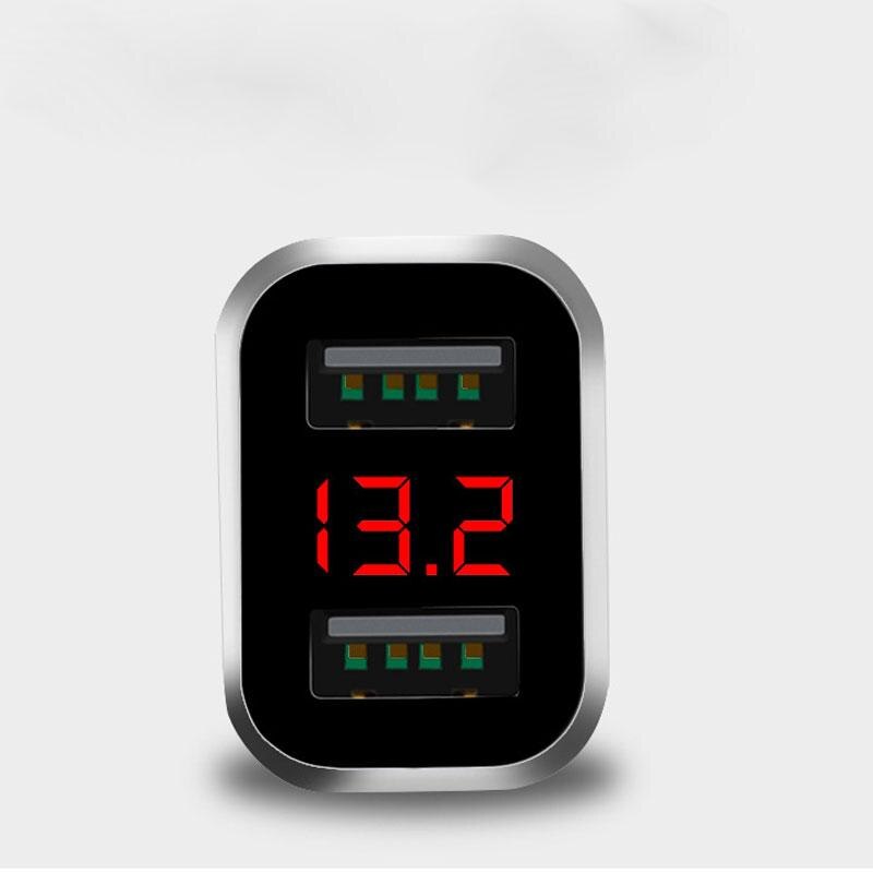 Dual USB Car Charger Fast Charging Mobile Phone Charger 12/24V Digital Display Plug Power Glow Adapter Cell Phone Car Charger
