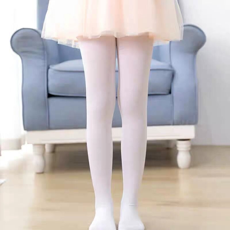 Solid Color Girls Ballet Dance Pantyhose Spring Summer Cotton Elastic Stretch Skinny Girls Stockings Brathable Velvet Tights: white tights / 3 to 5 year