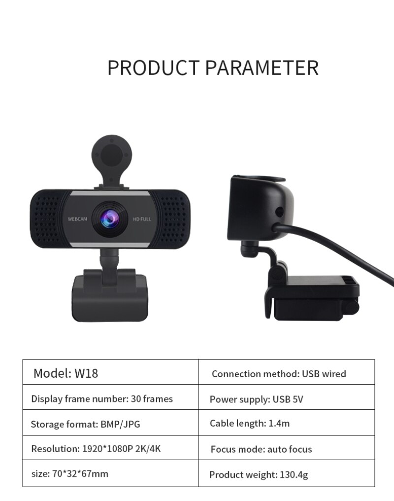 Cámara web 4K HD 1080P con micrófono, enfoque automático para conferencia en vivo sin retraso