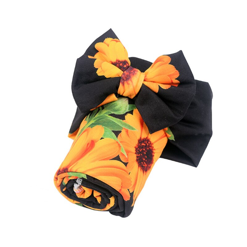 Kleinkind 2 Stück Schlaf wickeln setzt Sonnenblume aufbringen Herbst Frühling Decke Bowknot + Stirnband