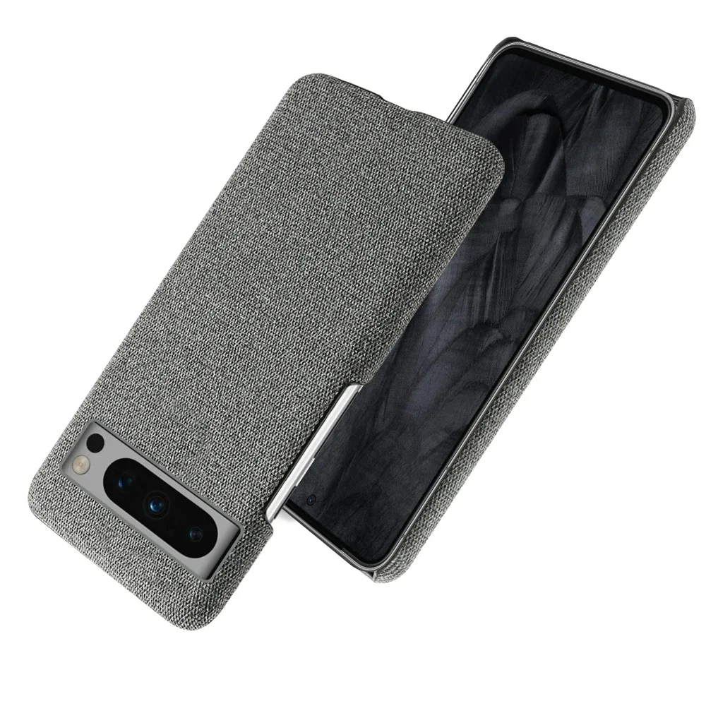 For Google Pixel 8 Pro 7 6 5 Case Luxury Fabric Antiskid Cover For Google Pixel 5G 6a 7a 8 Pro Cloth Capa: aluminum / black