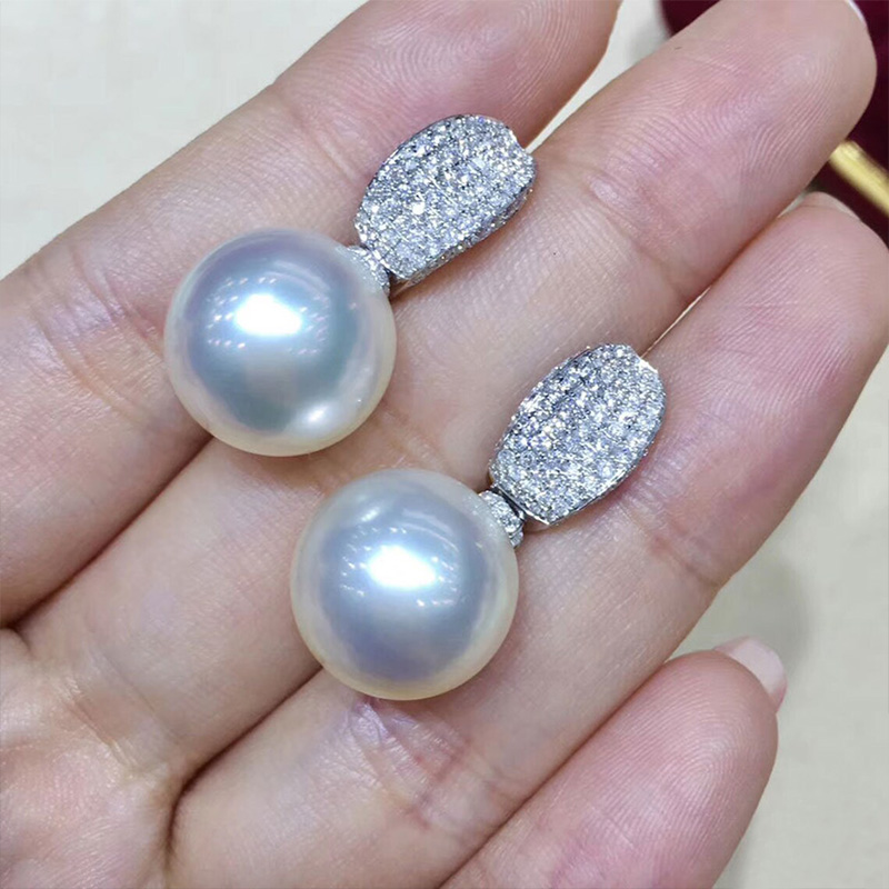 Huitan luxe CZ Imitation perle boucles d'oreilles pour femmes couleur argent tempérament dame boucles d'oreilles fête de mariage bijoux de