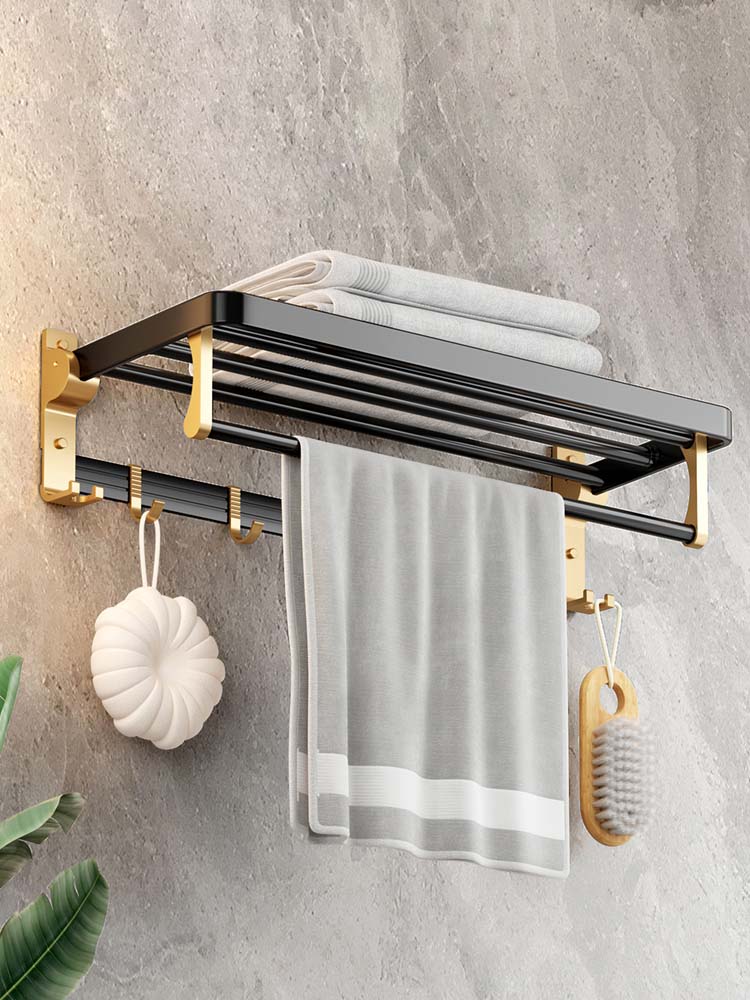 Zwart Gouden Badkamer Hardware Handdoekhouder Bar Rack Handdoek Houder Rij Haak Tissue Rack Wc Borstel Papier Houders
