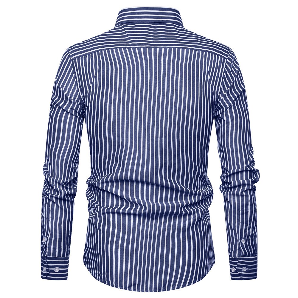 SWAGWHAT Men Shirt Male Dress Shirts Striped Men's Casual Long Sleeve Business Formal Shirt Camisa Social Shirts for Men