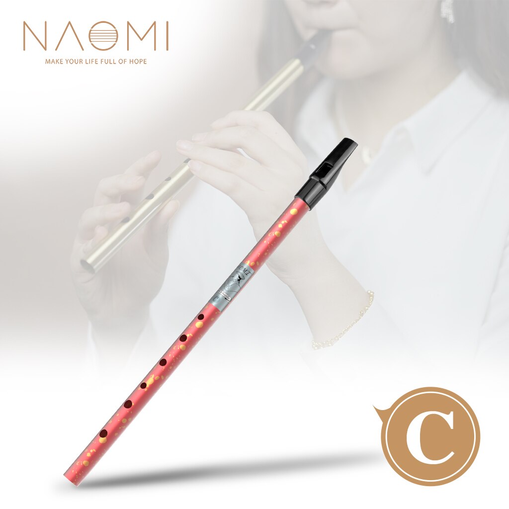 NAOMI Red Irish Whistle 6 Holes Ireland Penny Whistle C&D Keys Aluminum Alloy Flute Woodwind Instrument For Whistler: C Key