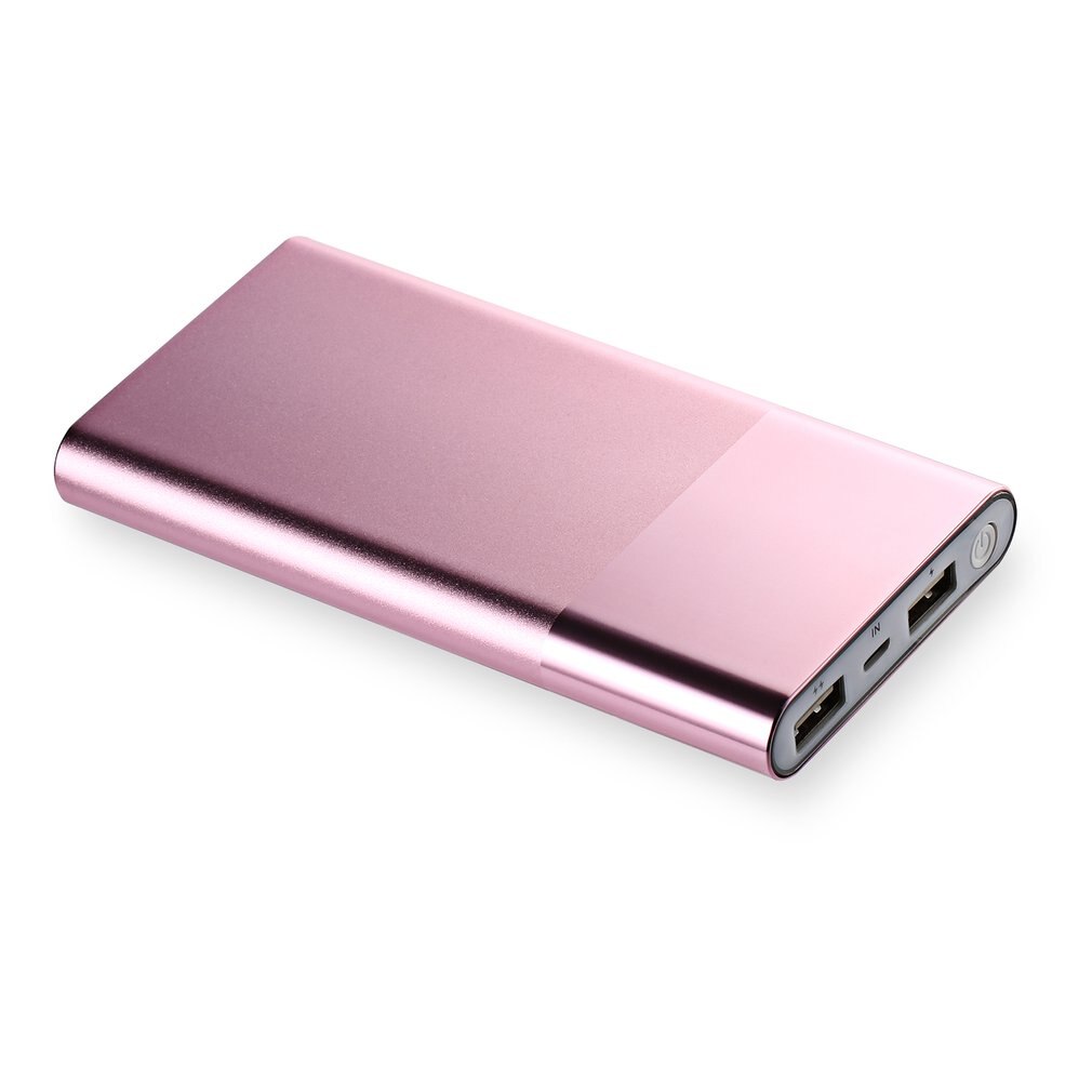 High Capacity 12000mAh Portable Power Bank External Battery Charger with 2 USB Ports Ultra Slim Mobile Phone Charger Light: Gold