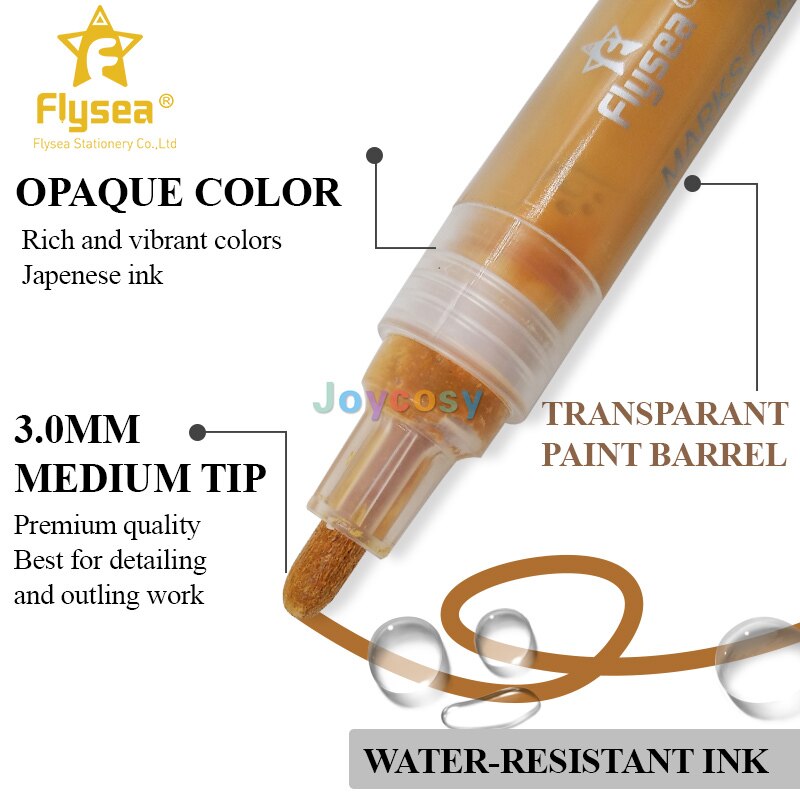 FLYSEA Acryl Farbe Marker Stifte, Haut Tonne Farben, 3mm Spitze, Prämie Wasserdicht dauerhaft Farbe Kunst Marker Kuli