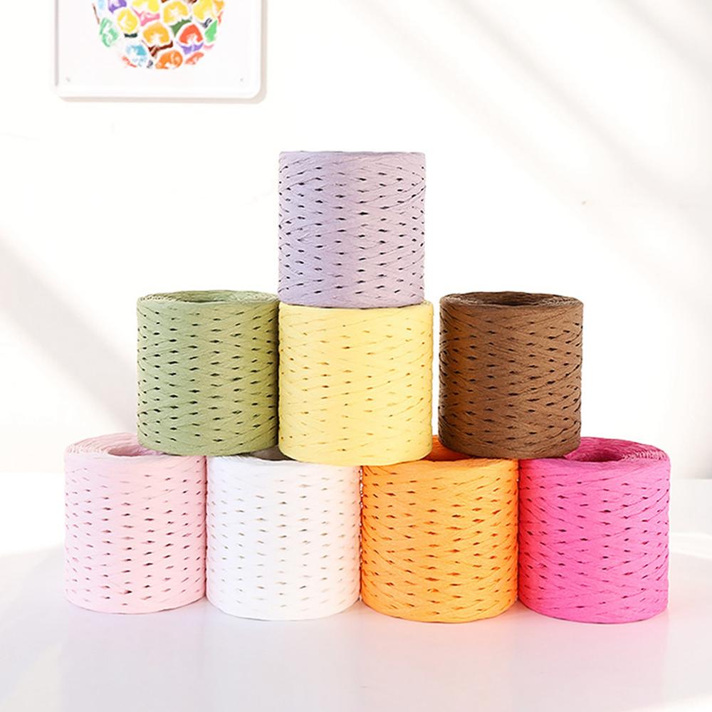200M Raffia Lint Papier Touw Cord String Wikkelen Pakket Verpakking Creatieve Diy Geweven Cadeaupapier Touw