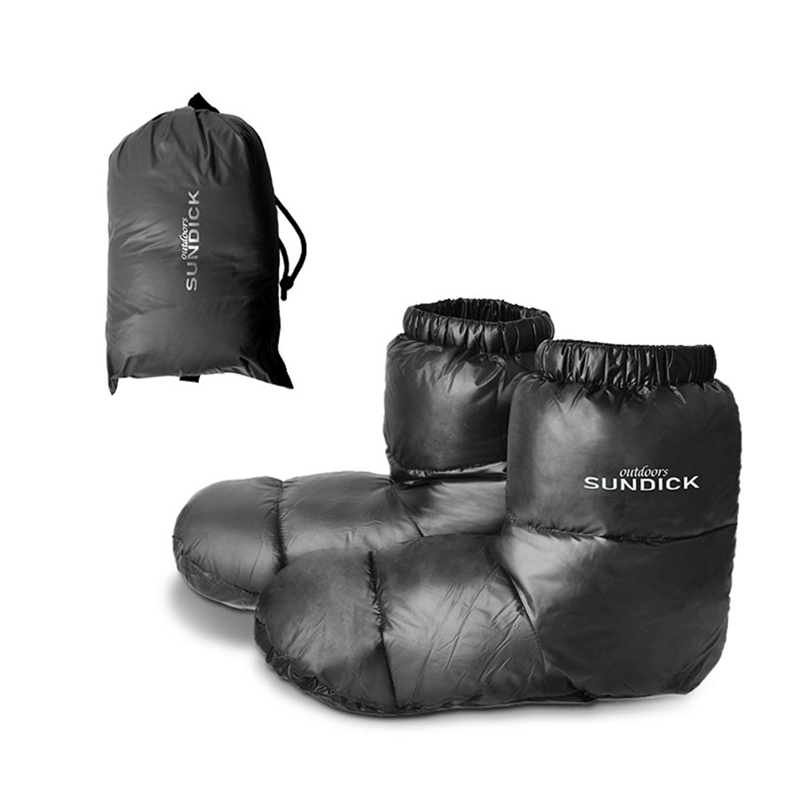 Pantofole da campeggio tutto'aperto calze calde per sacco a pelo stivali caldi da interno uomo donna stivaletti invernali in piumino d'anatra stivali da pantofola: nero / M