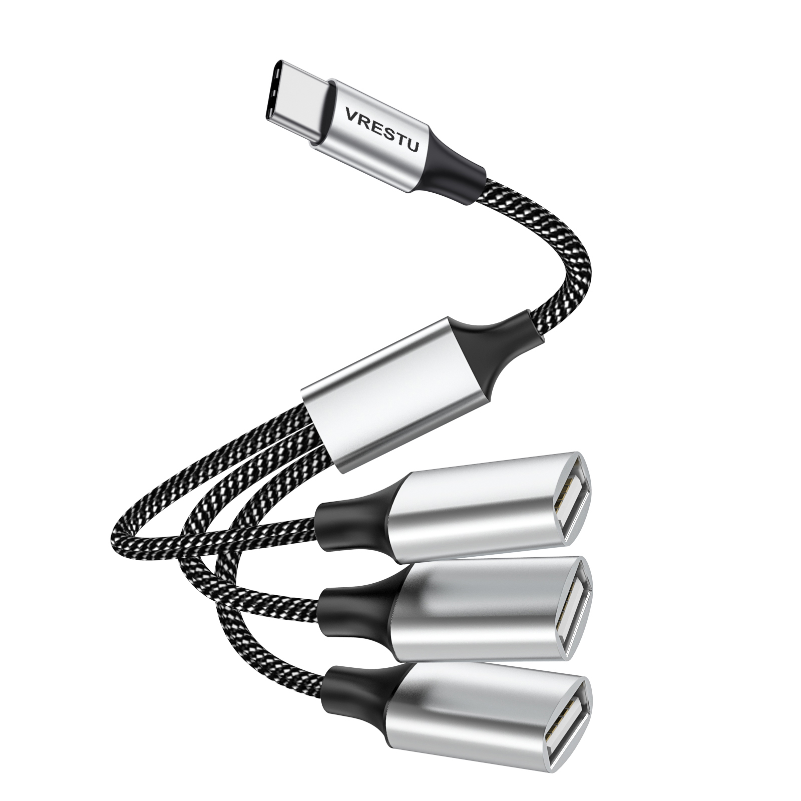 Adapter USB typu C na podwójny USB OTG HUB rozszerzający USB 2.0 typu C Plecionka do ładowania danych Cabo do Samsung Galaxy S22 MacBook Pro Air iPad: green
