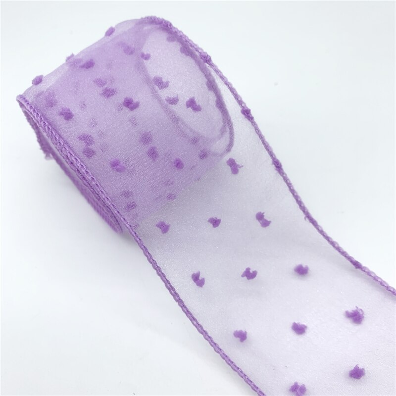 3Yards/Lot 50Mm Kant Lint Fluwelen Stippen Organza Lint Voor Bow Bruiloft Kerst Decoratie Diy Kleding Naaien stof: Purple