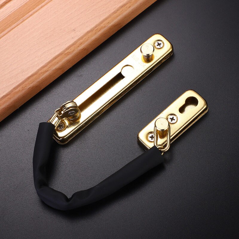 Thickened 304 stainless steel anti-theft door chain hotel room bolt safety chain door buckle anti-theft buckle lock: Golden
