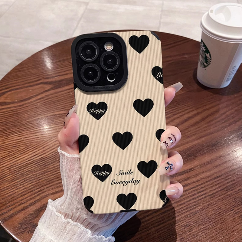 Funda de silicona con forma de corazón de amor Simple para iPhone 14 11 15 16 Pro Max Plus 12 13 Mini X XS XR 7 8, cubierta completa de cuero a prueba de golpes