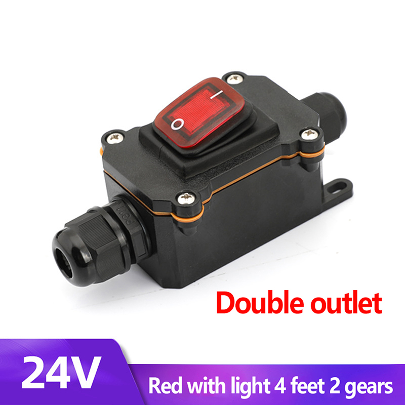 Inline Power Cord 110V-220V 12V-24V Marine Rocker Switch On Off Waterproof IP67 Junction Box 20A High Current Connector Outdoor: GRAY